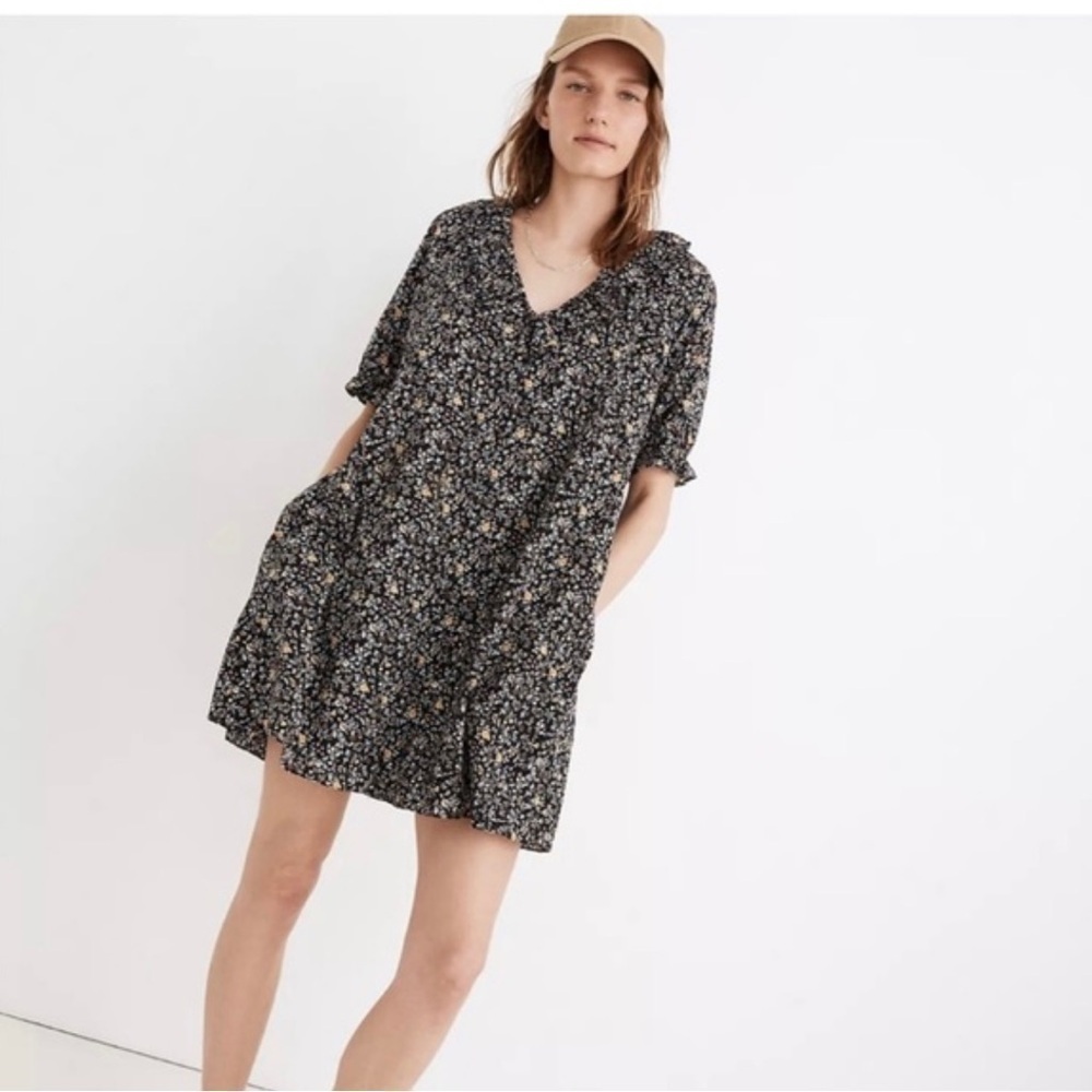 MADEWELL Button Front Trapeze Dress Folkmagic Floral Size Medium